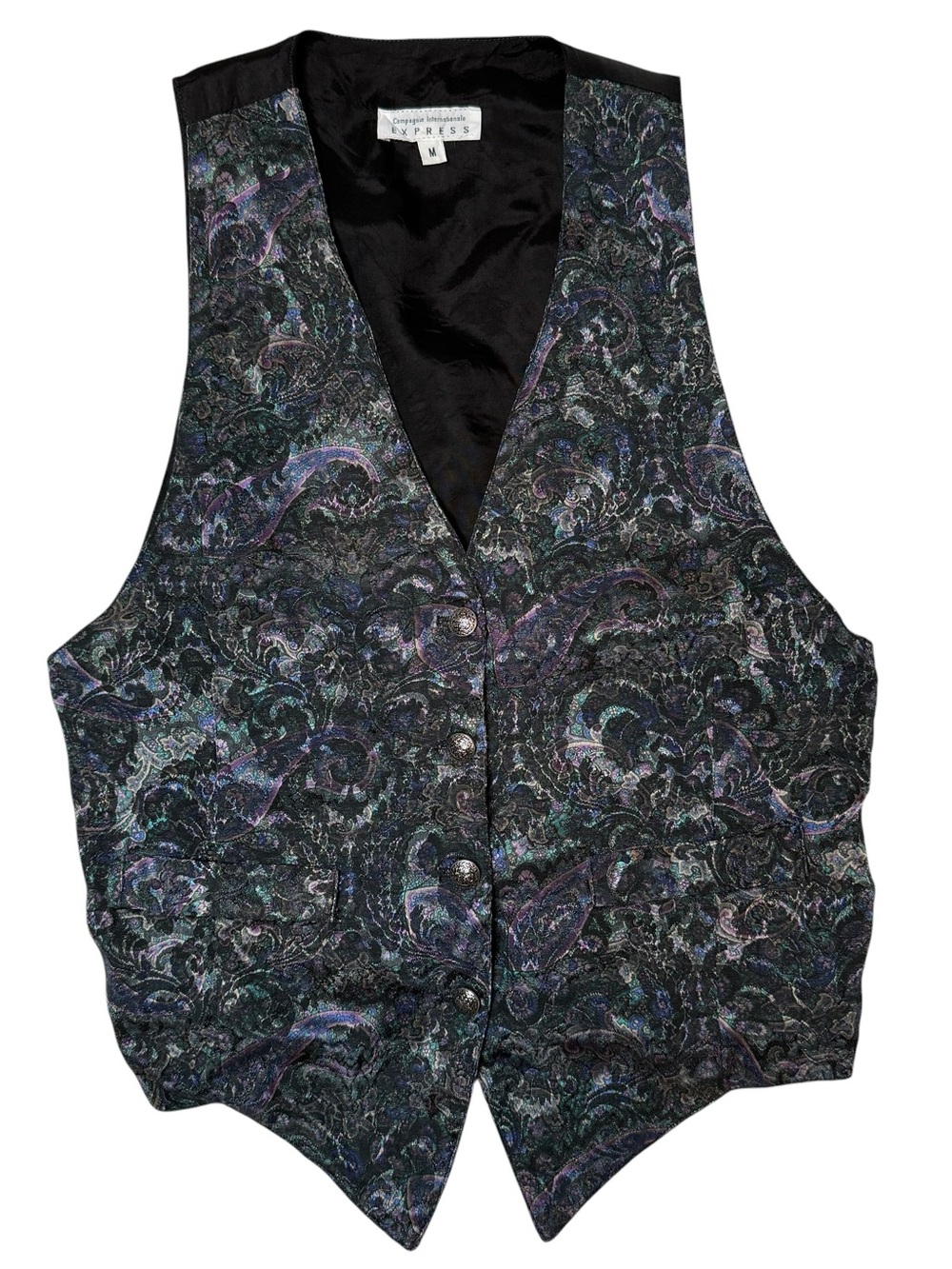 Express Vintage 90’s Iridescent Paisley Waist Coat Vest Medium Whimsigoth‎ Fairy